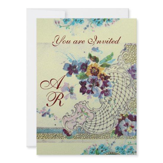 ROMANTİCA Pink Blue Silver Floral Wedding Monogram