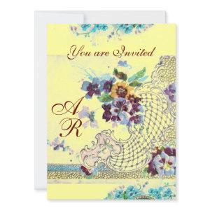 ROMANTICA Pink Blue Yellow Floral Wedding Monogram