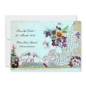 ROMANTİCA Pink Teal Blue Floral Wedding Monogram