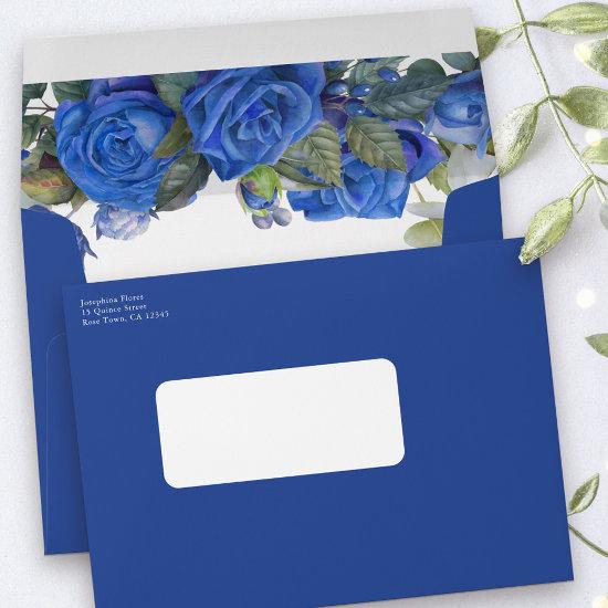 Rose and Eucalyptus Return Address Blue  Envelope