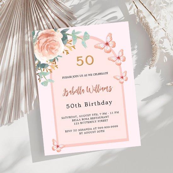 Rose butterflies floral arch Birthday