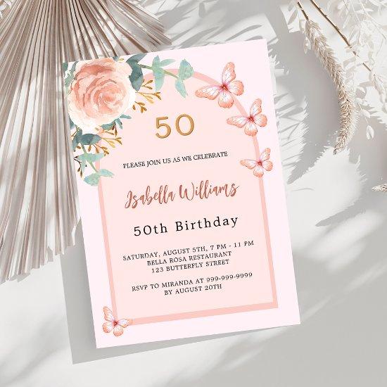 Rose butterflies peach floral arch Birthday