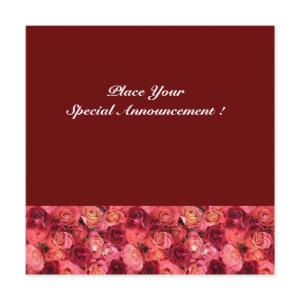 ROSE FIELD MONOGRAM, red pink Announcement
