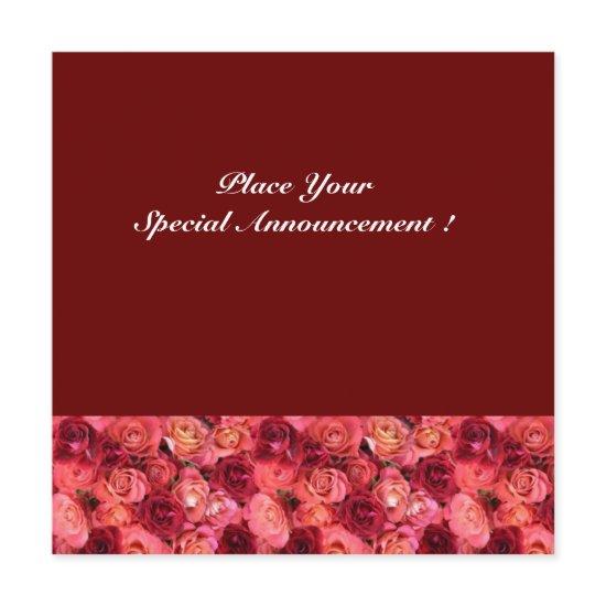 ROSE FIELD MONOGRAM, red pink Announcement