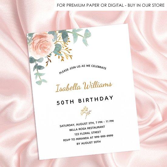 Rose floral eucalyptus budget birthday