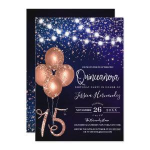 Rose Glitter Confetti Balloons Light Quinceañera
