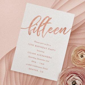 Rose Gold 15th Birthday  | Faux Foil