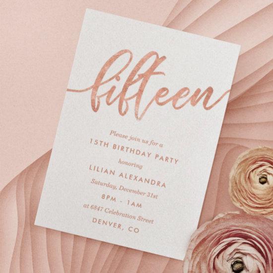 Rose Gold 15th Birthday  | Faux Foil