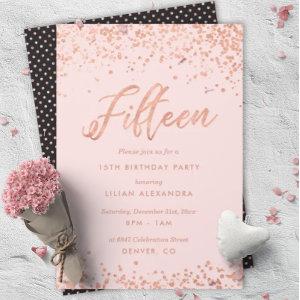 Rose Gold 15th Birthday Party  Faux Foil