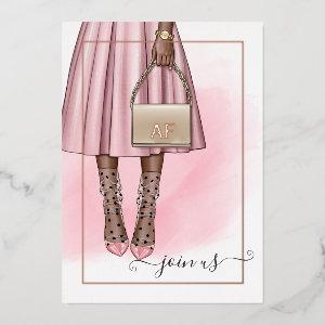 Rose Gold and Pink Monogram Chic Quinceañera Foil