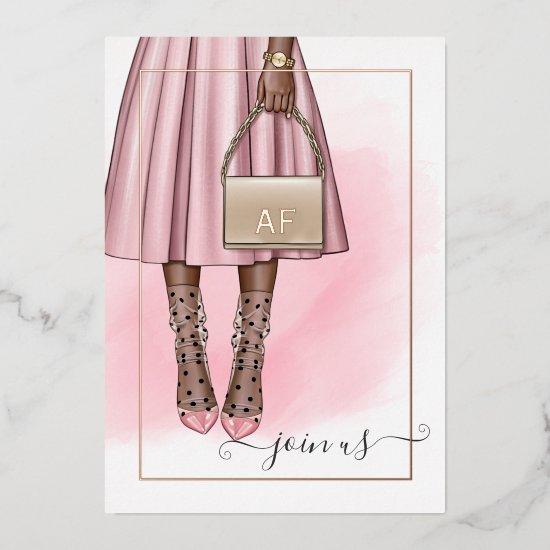 Rose Gold and Pink Monogram Chic Quinceañera Foil