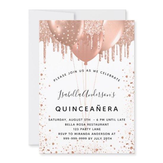 Rose gold balloons white Quinceanera