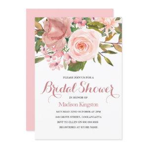 Rose Gold & Blush Flowers Bridal Shower Invite