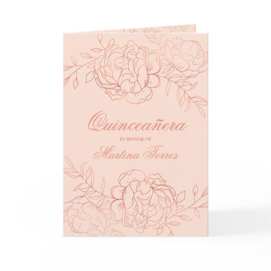 Rose Gold & Blush Pink Fine Art Floral Quinceanera