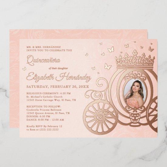 Rose Gold Blush Pink Quinceanera Princess Photo Foil