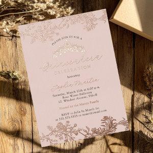 Rose Gold Blush Pink Vintage Elegant Quinceanera  Foil