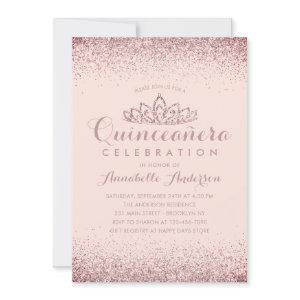 Rose Gold Blush Quinceañera Gold Tiara Glitter