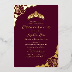 Rose Gold Burgundy Quinceanera Birthday  Foil