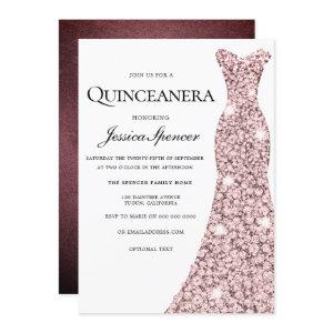 Rose Gold & Burgundy Velvet Quinceanera Invite