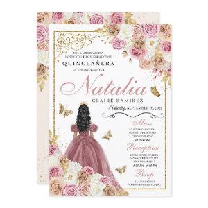 Rose Gold Champagne Butterfly Princess Quinceanera