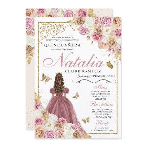 Rose Gold Champagne Butterfly Princess Quinceanera