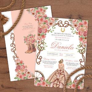 Rose Gold Champagne Pink Charro Rustic Quinceanera