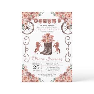 Rose Gold Charra Floral Boots Quinceañera