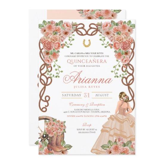 Rose Gold Charra Western Style Floral Quinceañera