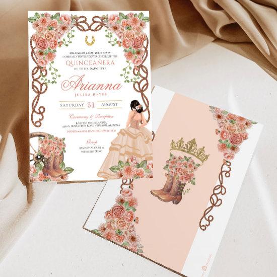 Rose Gold Charra Western Style Floral Quinceañera