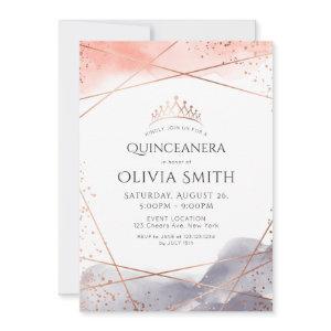 Rose Gold Dawn Watercolor Geometric Quinceanera