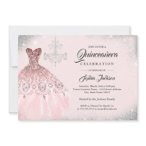 Rose Gold Diamond Lace Gown Quinceanera
