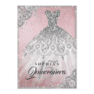 Rose Gold Diamond Lace Sparkle Gown Quinceanera