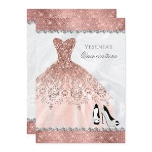 Rose Gold Diamond Sparkle Glam Quinceanera