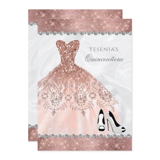 Rose Gold Diamond Sparkle Glam Quinceanera
