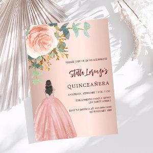 Rose gold dress floral Quinceanera