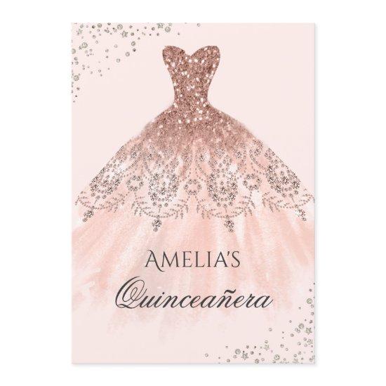 Rose Gold Dress Sparkle Quinceanera