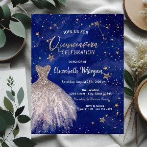 Rose Gold Dress Stars Galaxy Quinceañera