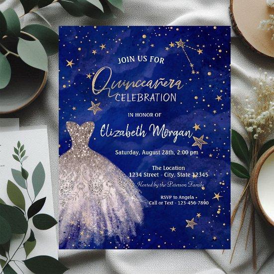 Rose Gold Dress Stars Galaxy Quinceañera