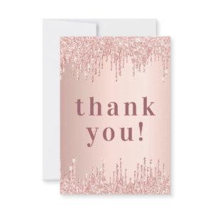 Rose gold drips birthday thank you card