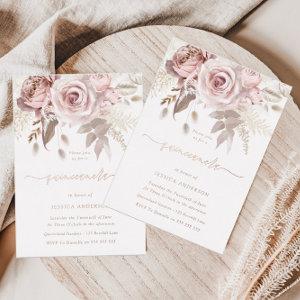 Rose Gold, Dusty Rose & Blush Floral Quinceanera Foil