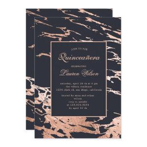 rose gold faux foil marble Quinceanera