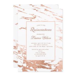 rose gold faux foil marble Quinceanera