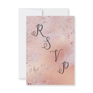 Rose Gold Faux Foil Texture and Foliage RSVP Card