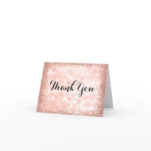 Rose Gold Faux Glitter Lights Thank You
