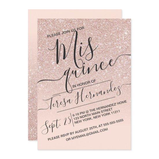 Rose Gold Faux Sparkly Glitter Ombre Quinceañera