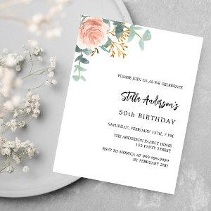 Rose gold floral budget birthday  flyer
