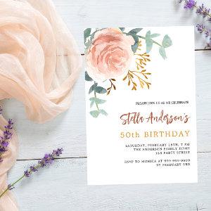 Rose gold floral greenery luxury birthday