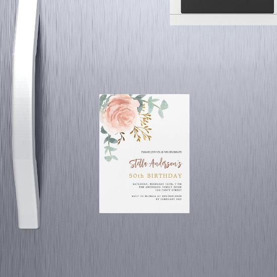 Rose gold floral greenery luxury birthday magnetic