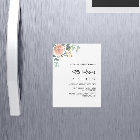 Rose gold floral greenery luxury birthday magnetic