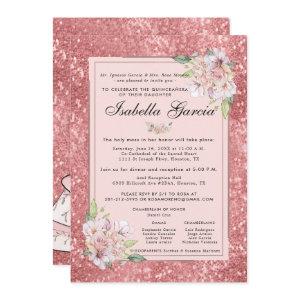 Rose Gold Floral Quinceañera Birthday